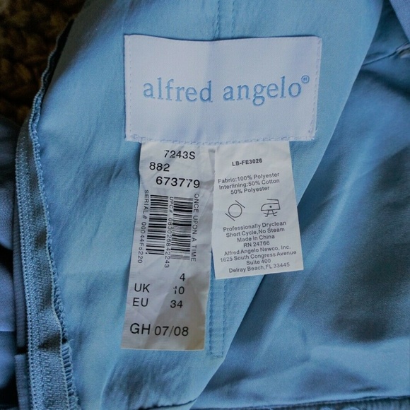 Alfred Angelo Blue Dress S4 1-Shoulder Fit & Flare - Picture 4 of 7